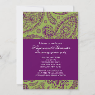 Convites para Festa de noivado de Paisley Roxo Mod