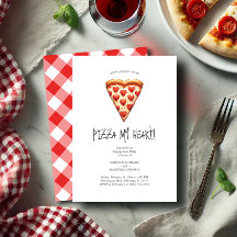 Convites para Festa de noivado de pizza engraçada