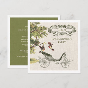 Convites para Festa de noivado Vintage Design