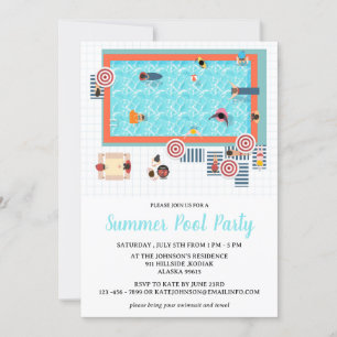 Convites Para Festa de Piscina de Verão para Adultos