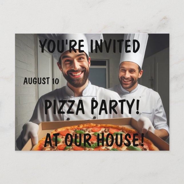 CONVITES PARA FESTA DE PIZZA Cartões-postais (Frente)