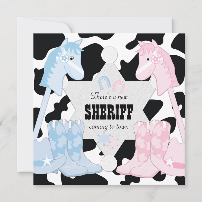 Convites para Festa de Revelação de Gênero Sheriff (Frente)