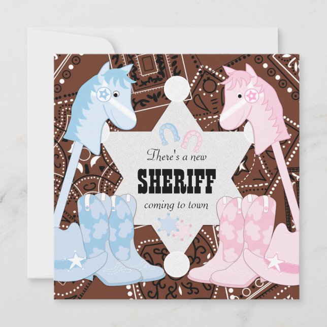 Convites para Festa de Revelação de Gênero Sheriff (Frente)