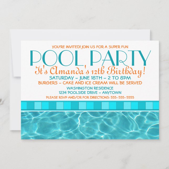 Convites para Festa na Piscina (Frente)