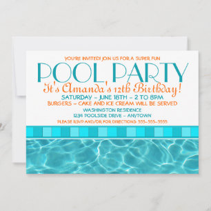Convites para Festa na Piscina