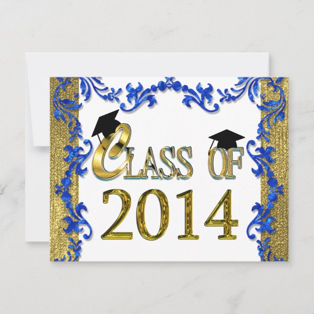 Convites para Festas de formatura Azul e Dourado 2 (Frente)