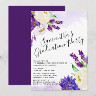 Convites para Festas de formatura Floral Purple Bo