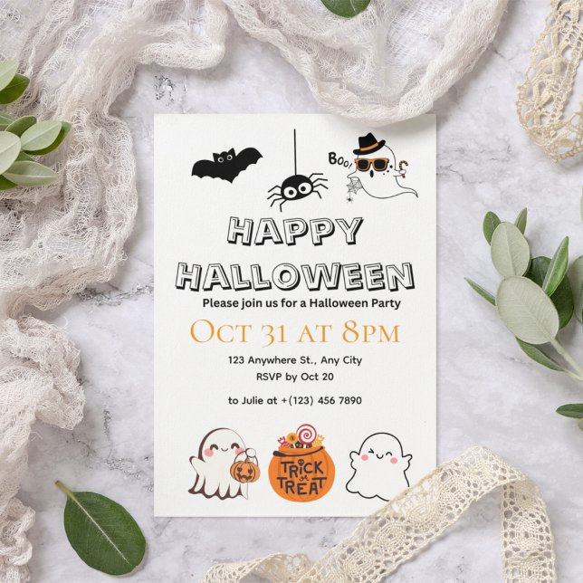 Convites para Festas de Halloween, Bonitas e Spook (Criador carregado)