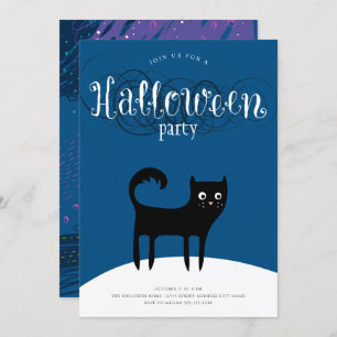 Convites para Festas de Halloween de Gato Negro