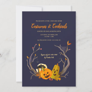 Convites para Festas de Halloween de Pumpkin Duo