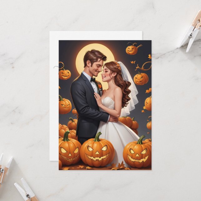 convites para festas de noivado de abóbora (Frente/Verso In Situ)