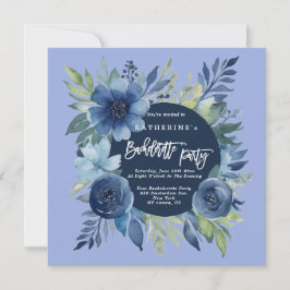 Convites para Festas de solteira Floral Azul