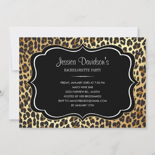 Convites para Festas de solteira-Leopardo (Frente)