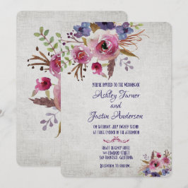 Convites para Flores de Aquarela de Casamento Eleg
