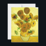 Convites para flores solares Van Gogh<br><div class="desc">Convites Van Gogh Sunflower. Pintura a óleo na canvas de 1888. Vase com Quinze Girassóis é um dos mais amados ainda que a vida funciona. O brilhante uso de amarelos evoca calmamente o fim do verão. Um presente de excelente para fãs de girassóis, Van Gogh, impressionismo, e arte da vida....</div>