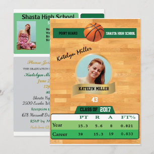 Convites para Formandos de Basquete W/ Stats - ver
