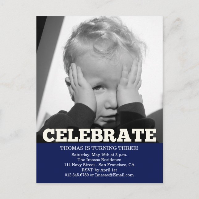 Convites para Fotografias de Festa de aniversário  (Frente)