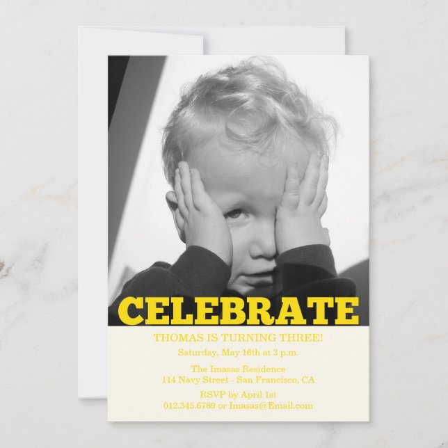 Convites para Fotografias de Festa de aniversário (Frente)