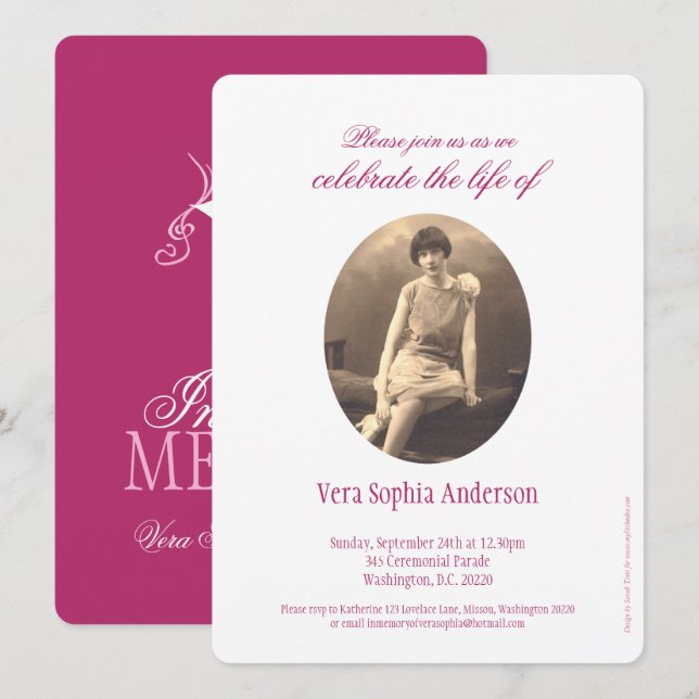 Convites para funeral de fotos do serviço de memór (Frente/Verso)