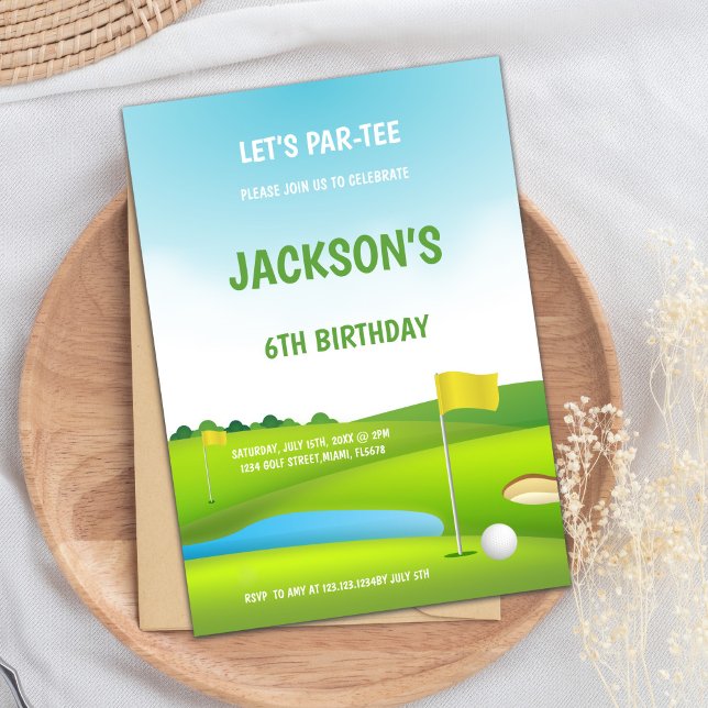 Convites para Golfe de Aniversário 6 (6th Birthday Golf Invitations)