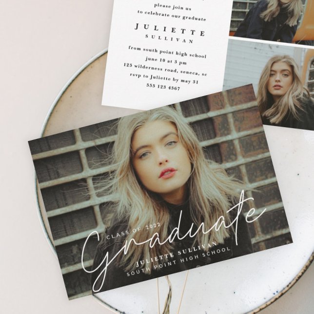 Convites para Graduação de Fotos de Script Simples (Criador carregado)