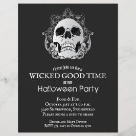 Convites para Halloween do Caveira Gótica de Orçam