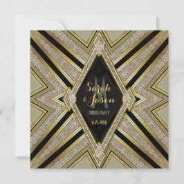 Convites para Jantar Art Deco Goldy Diamonds