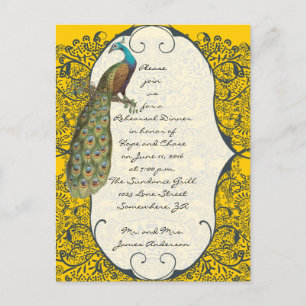 Convites para Jantar de Ensaios Damask Navy Love B