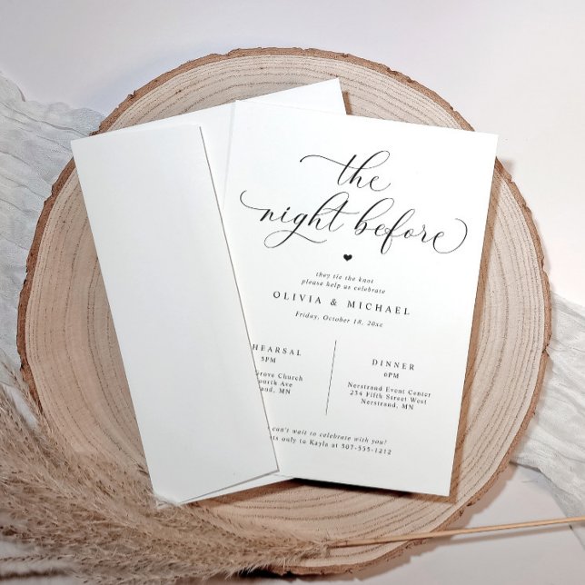 Convites para Jantar de Ensaios do Casamento (Rehearsal dinner invitations that are modern, romantic and elegant yet simple.)