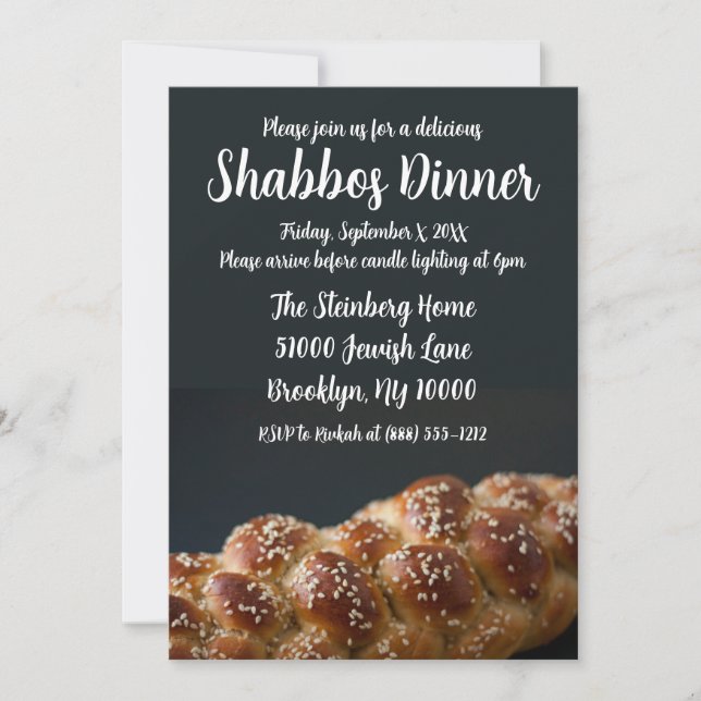 Convites para Jantar de Shabbos Jantar de Shabbat (Frente)