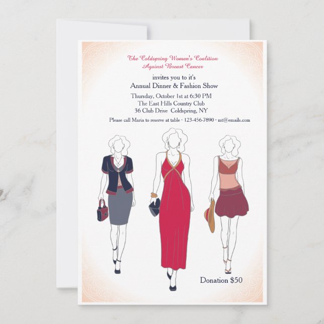 Convites para Jantar e Desfile de Moda (Frente)