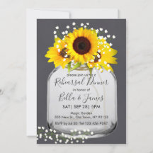 Convites para janto de ensaio de girassol de Mason