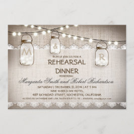 convites para janto de ensaio de jars-burlap e mas