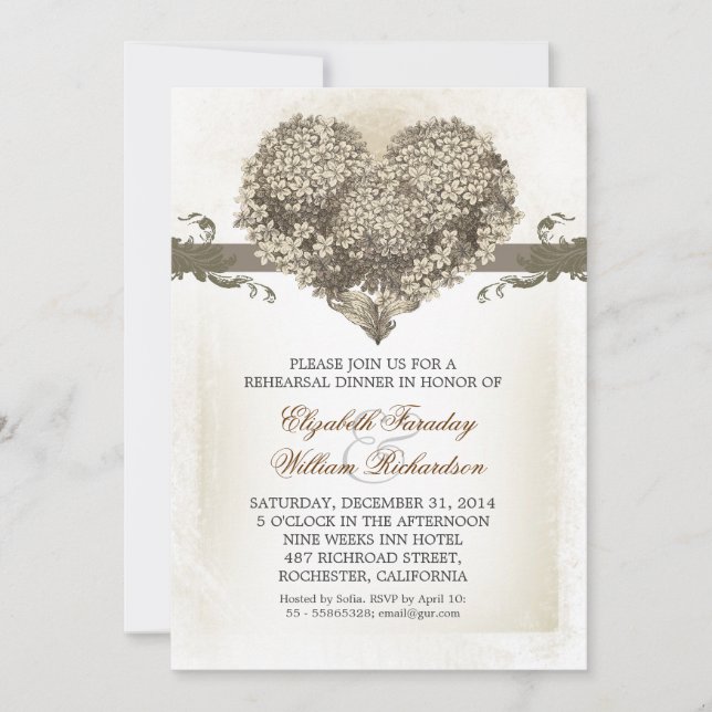 convites para janto de ensaio de vintage (Frente)