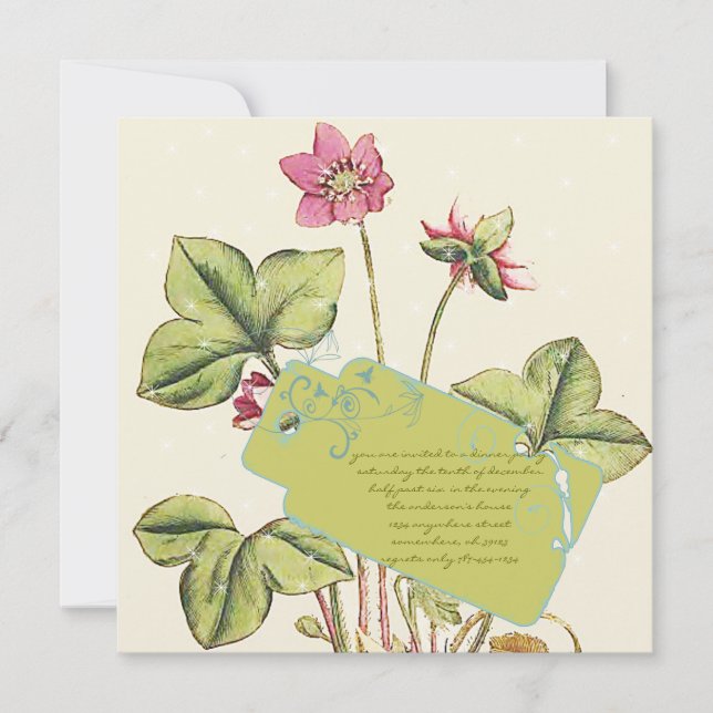 Convites para Janto de Flores Selvagens Verdes (Frente)