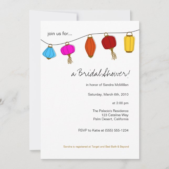 Convites para Lanternas Chinesas 5x7 (Frente)