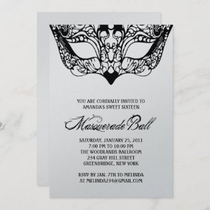 Convites para Mascarada de Prata Brilhante