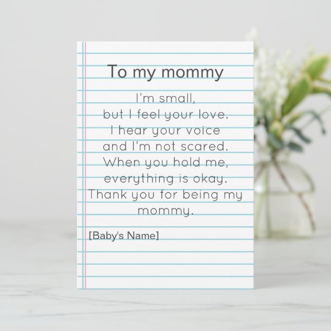 Convites Para Minha Mamãe no primeiro Dia das Mães personal (Em pé/Frente)