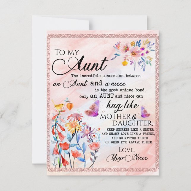 Convites Para Minha Tia Presente, Borboleta Presente Da sob (Frente)