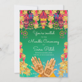 Convites para Noite de Mendhi e convites para fest