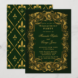 Convites para Noivados de ornamento Dourado Emeral