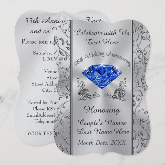 Convites para o 65º Aniversário de Casamento da Pe (Frente/Verso)