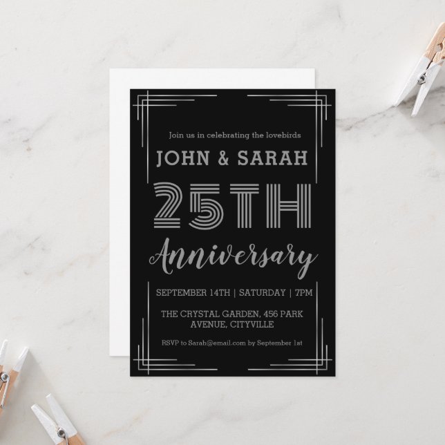 convites para o aniversário de casamento da 25 de  (Frente/Verso In Situ)