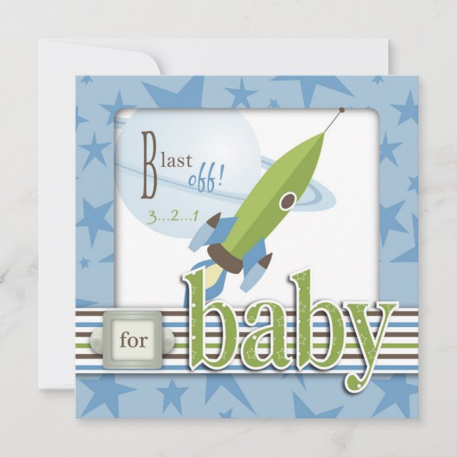Convites Para o Baby Boy Square (Frente)