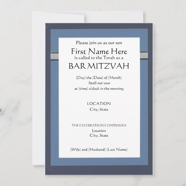 Convites para o Bar Personalizado Mitzvah (Frente)