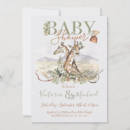 Convites para o Bebê da Girafa da Selva Tropical