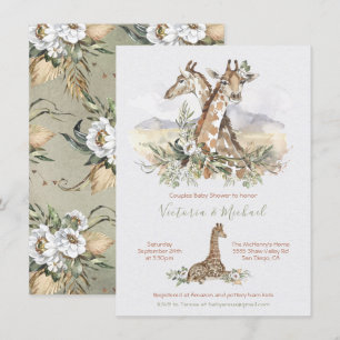 Convites para o Bebê da Girafa da Selva Tropical