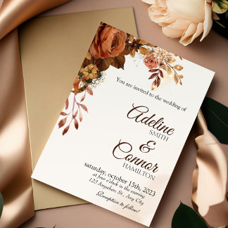 convites para o casamento de fall boho terracotta