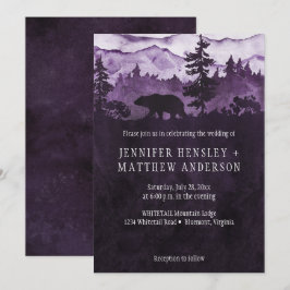 Convites Para O Casamento De Ursos Das Montanhas Roxo Escur