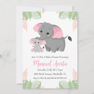 convites para o chá de bebê de elefante da selva m